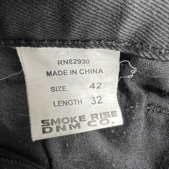 Smoke Rise Distressed Black Jeans Men’s 42x32 (Actual 40x32) Streetwear Moto - Picture 9 of 14
